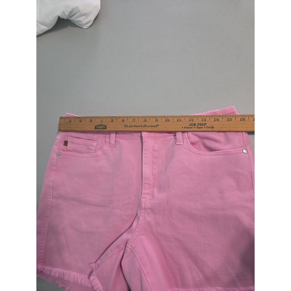 Judy Blue Mid Rise Garment Dyed pink Frayed Hem Shorts - Picture 4 of 6